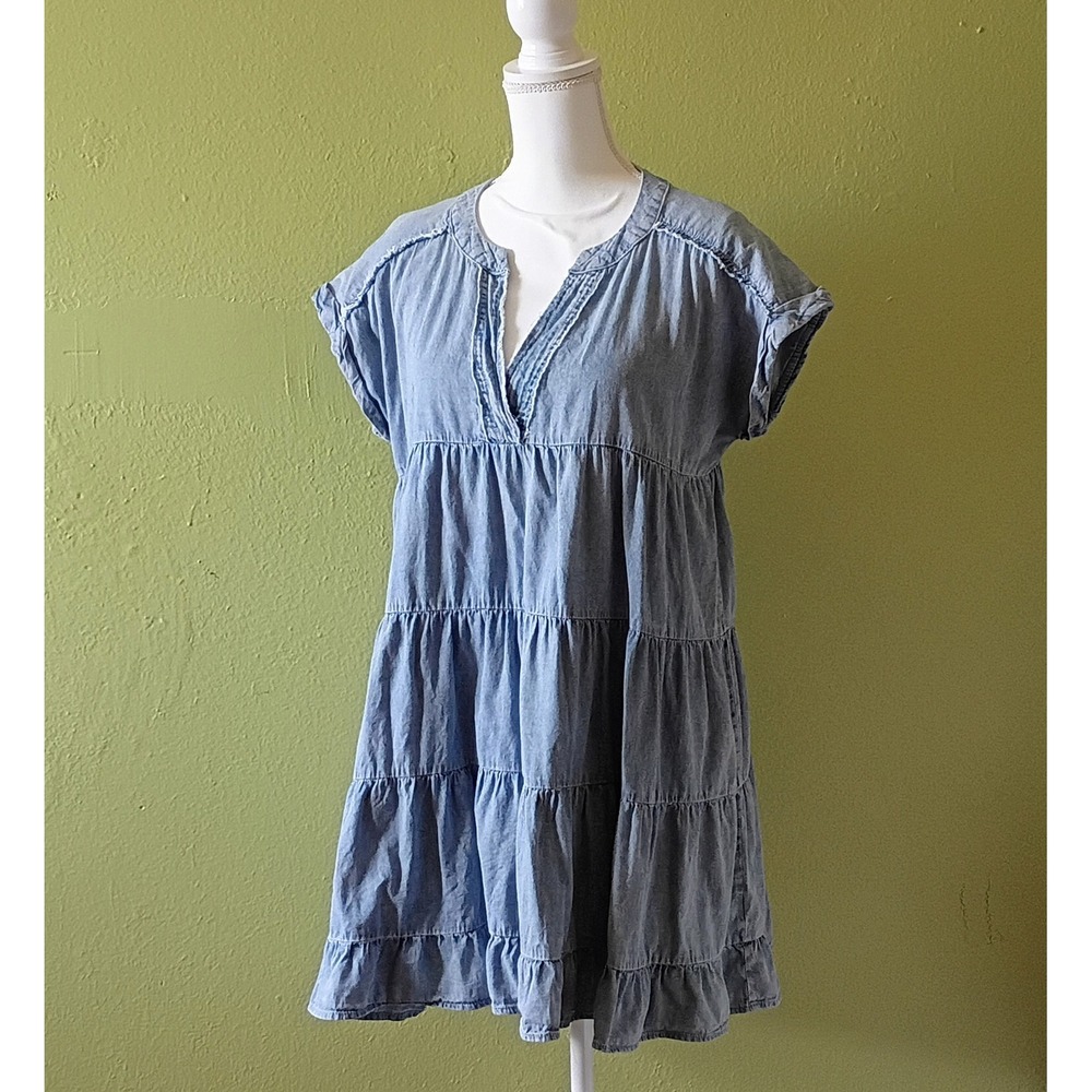 Coastal Cowgirl Babydoll Boho Shabby Vintage Collegiate Tiered Dress  Medium